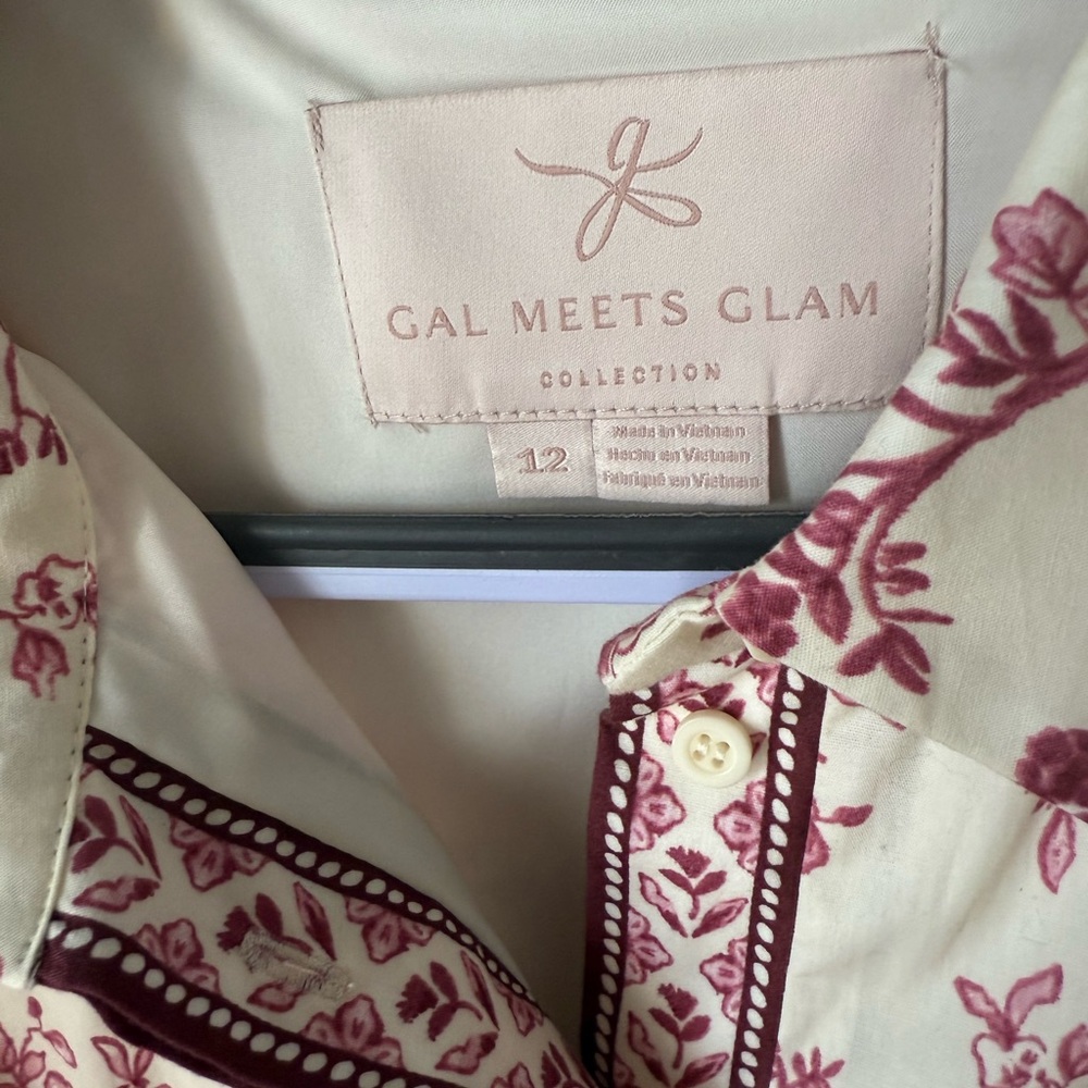 Gal Meets Glam Darla wide-leg cotton jumpsuit Red Pink Cream floral Size 12 - Picture 3 of 5